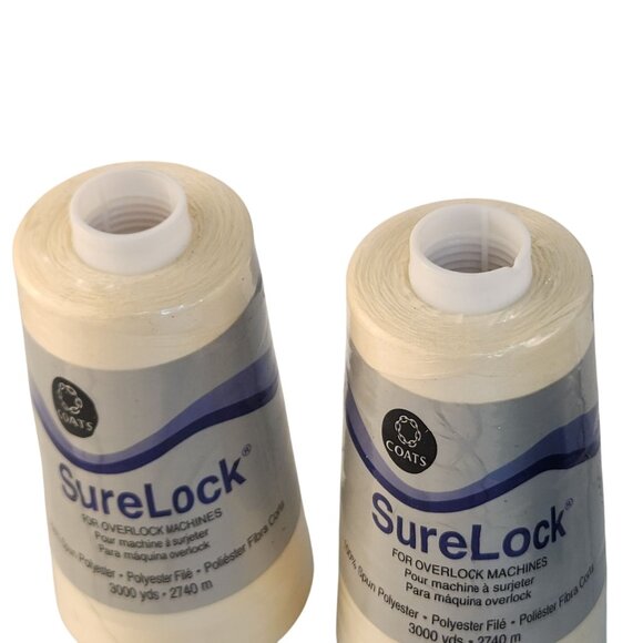 Cream Beige SureLock Serger Thread Spools 100% Polyester 3000 Yards - Picture 5 of 9